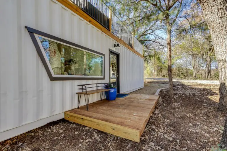 Stylish Container House with the Combination of White and Wood from Texas