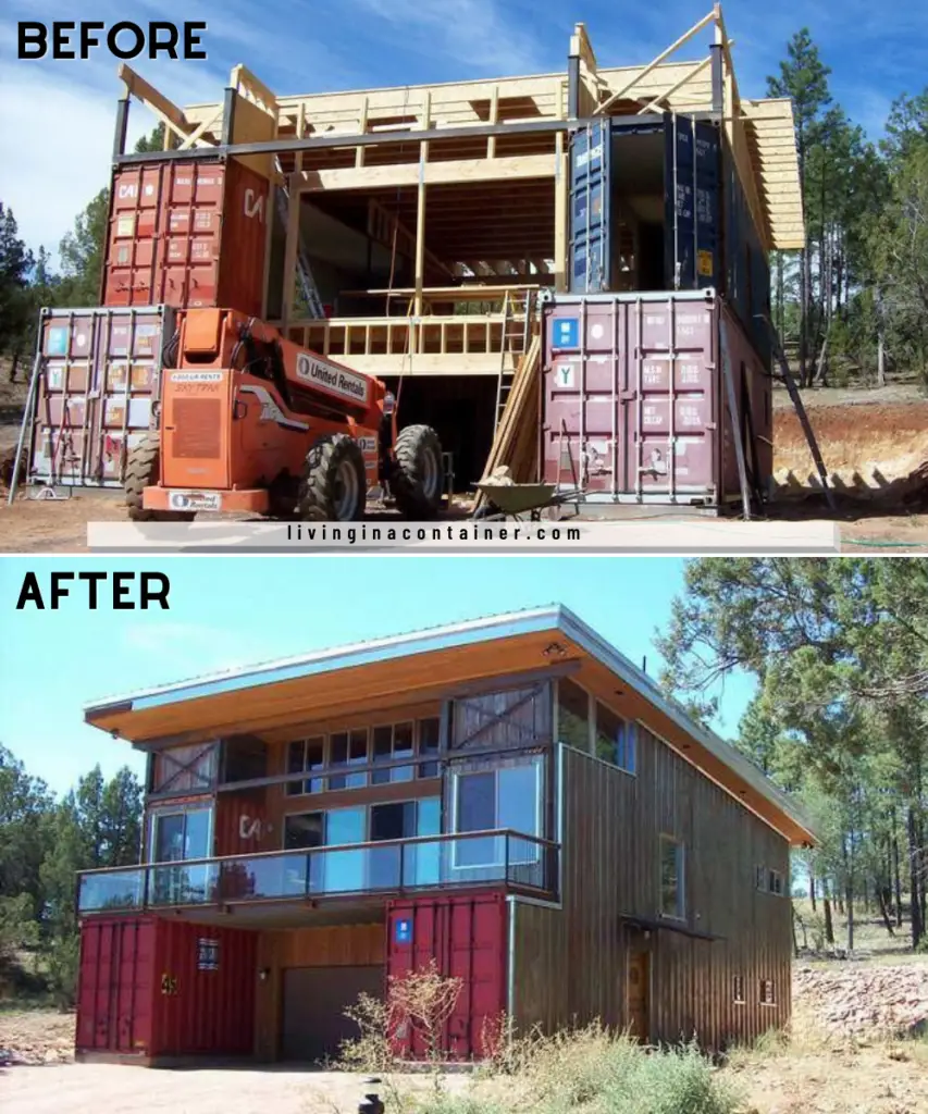 Hybrid Container House made with 5 Shipping Containers in Arizona