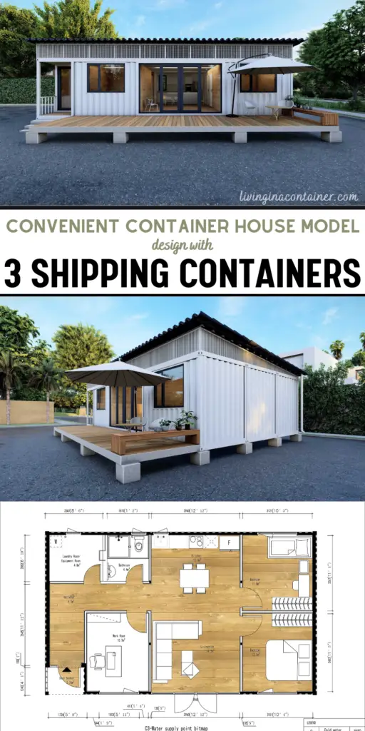 Convenient Container House Model Designed with 3 Shipping Containers