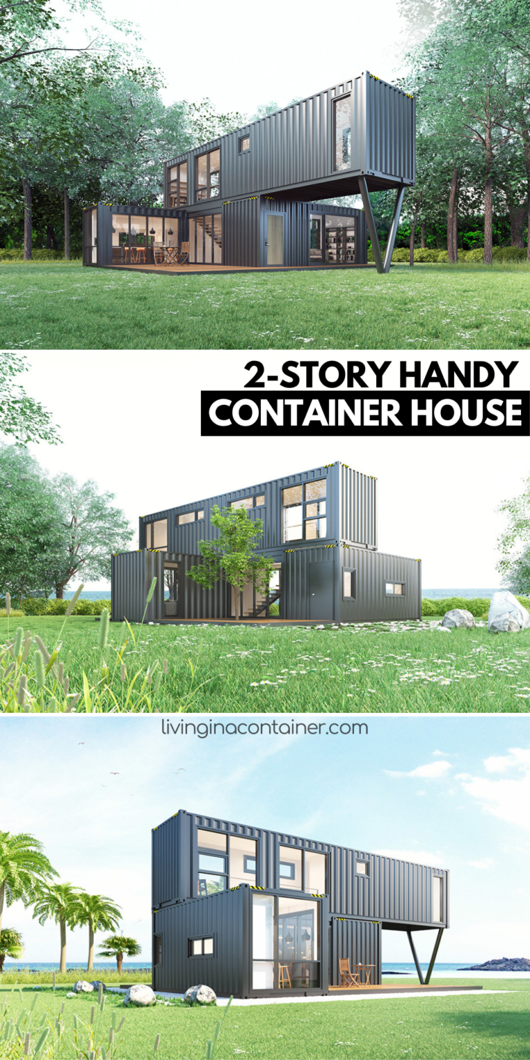 2 Story Container House Made with 3 Shipping Containers - Living in a ...