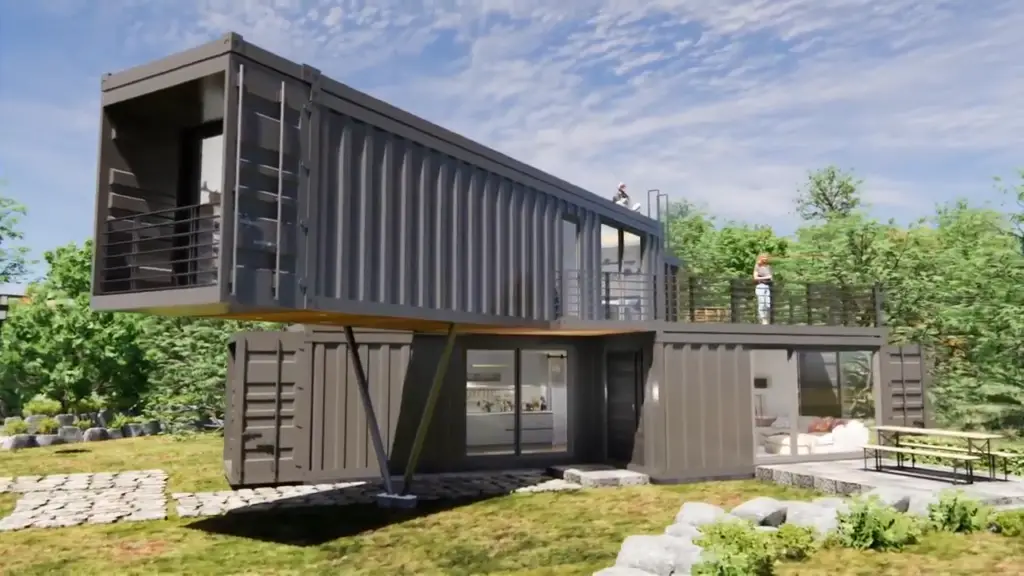 915 sqft 2-Storey Container House Design