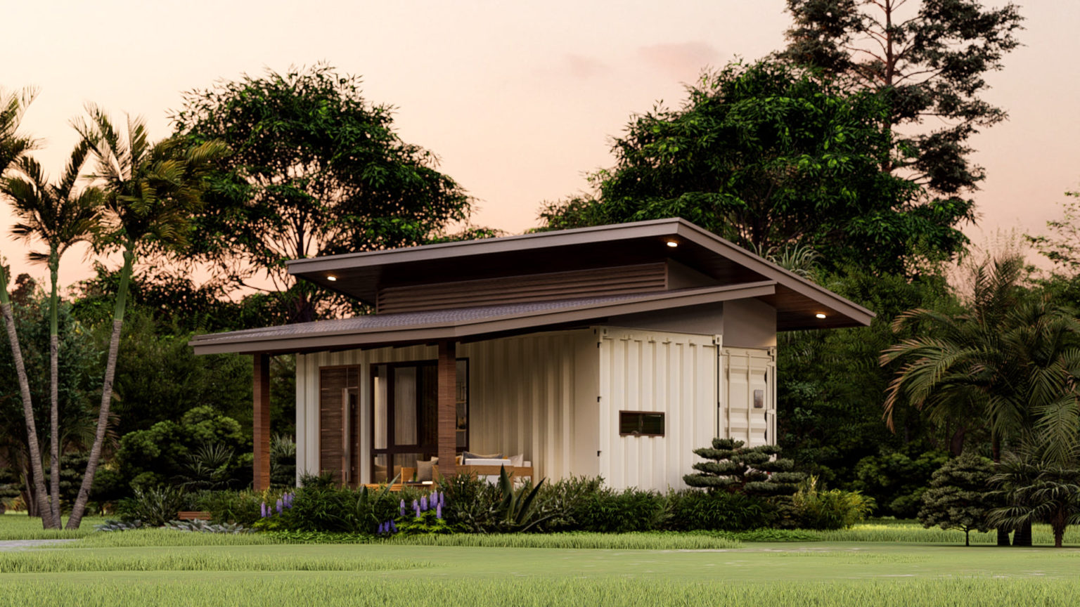 White Painted Tiny Container House Design