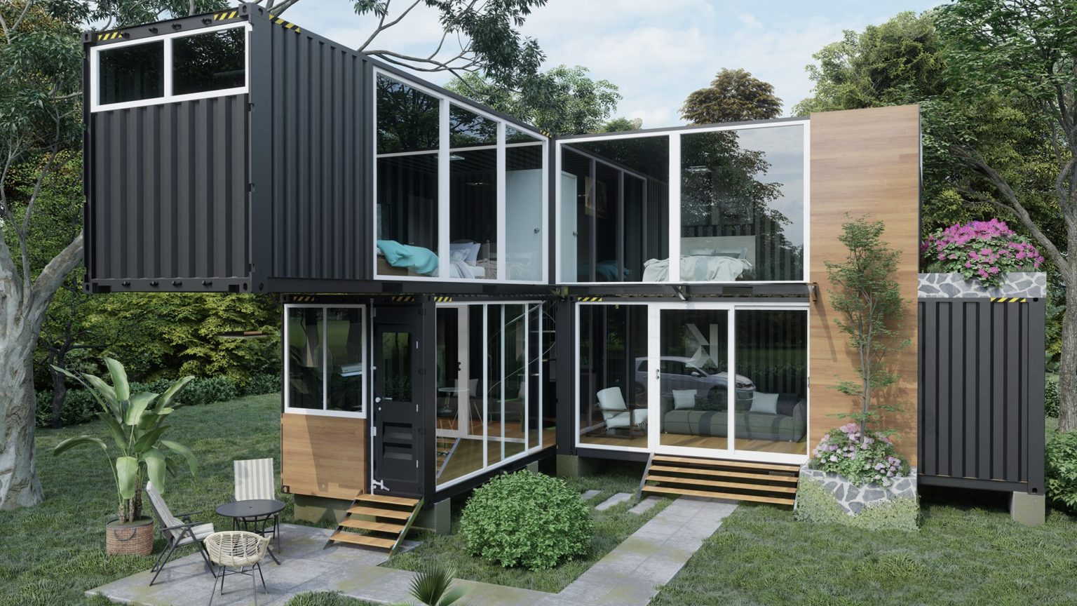 Black Shining Container Home