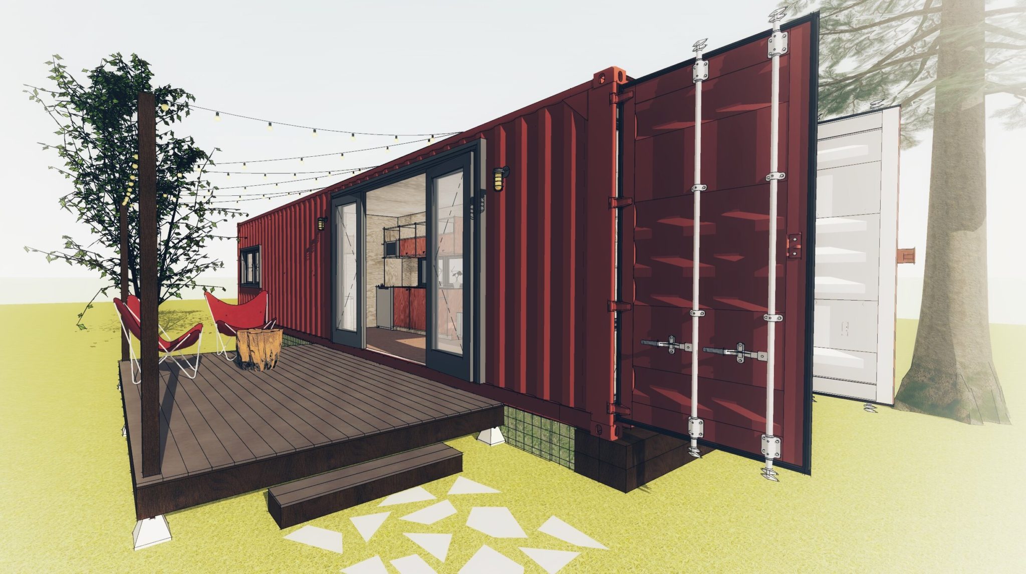 Container Home Painted Red