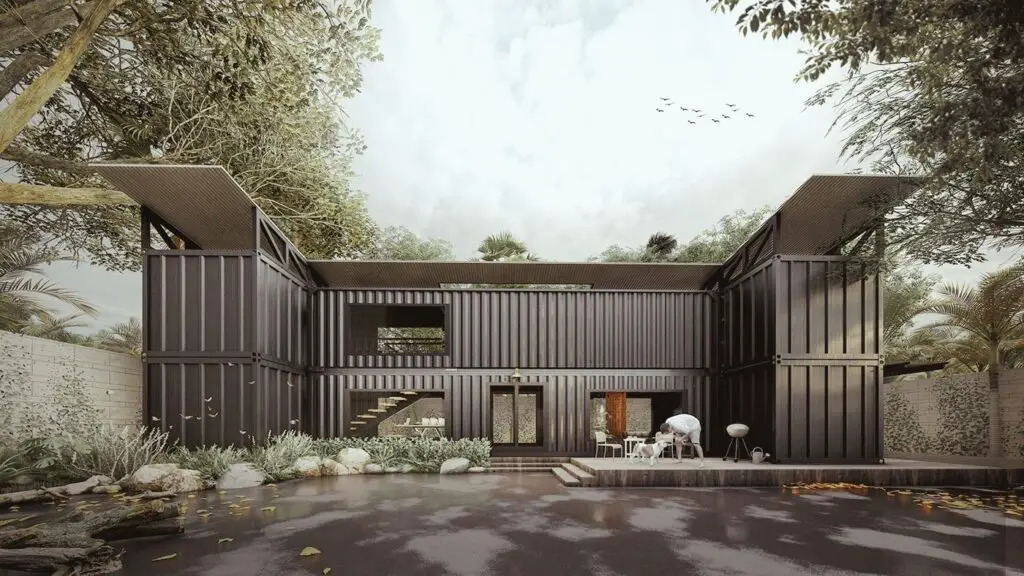 2-storey Container House Designed for a Family of 4