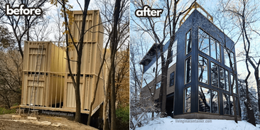 Liz and Todd's Glamorous Purple Container House in Northport