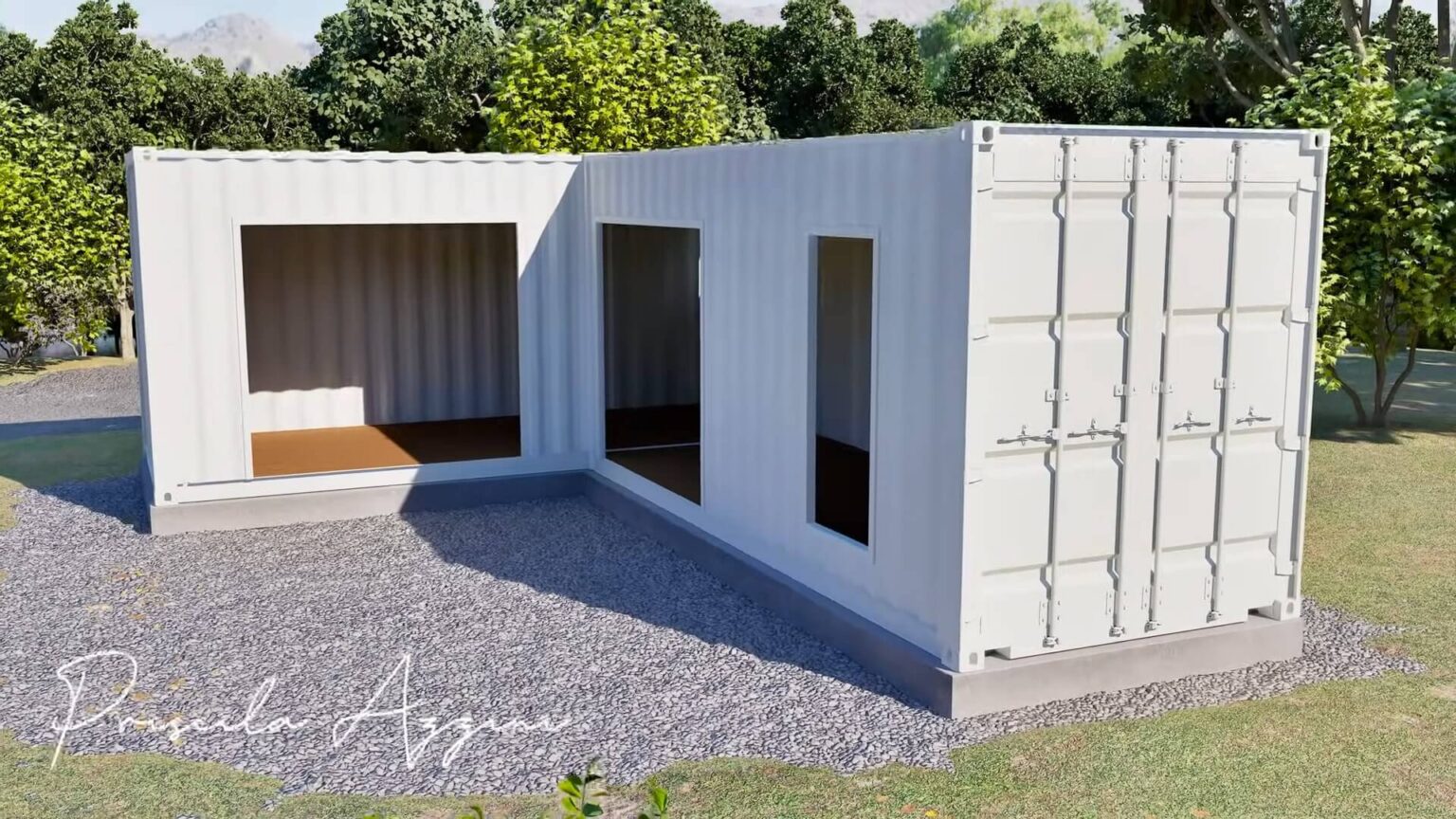 Priscila Azzini's two 20ft L-shape Shipping Container Home Design!