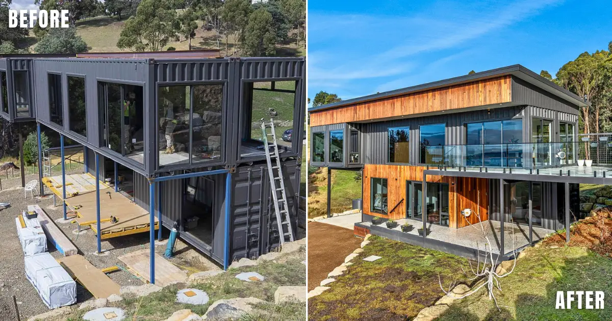 The Incredible Transformation: 5 Shipping Containers Become a 3-Bedroom Container Home