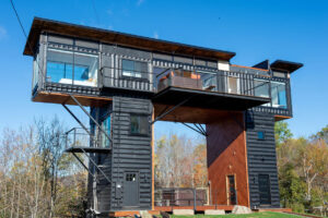 A Stunning Elevated Shipping Container Home