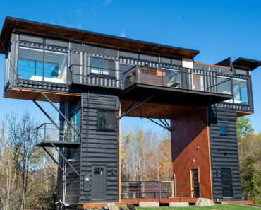 A Stunning Elevated Shipping Container Home